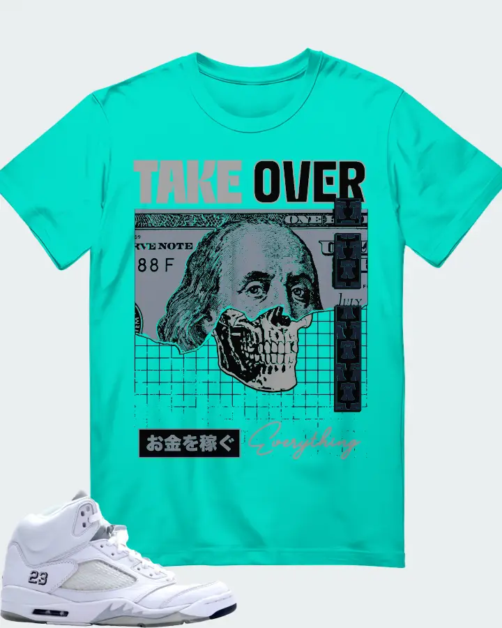 Jordan 5 Retro Sneaker Matching Teal T-Shirt - Take Over