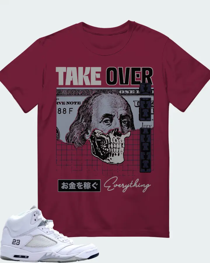 Jordan 5 Retro Sneaker Matching Maroon T-Shirt - Take Over