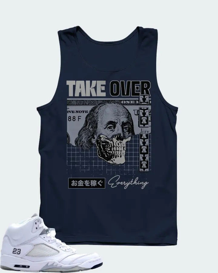 Jordan 5 Retro Sneaker Matching Navy Tank Top - Take Over