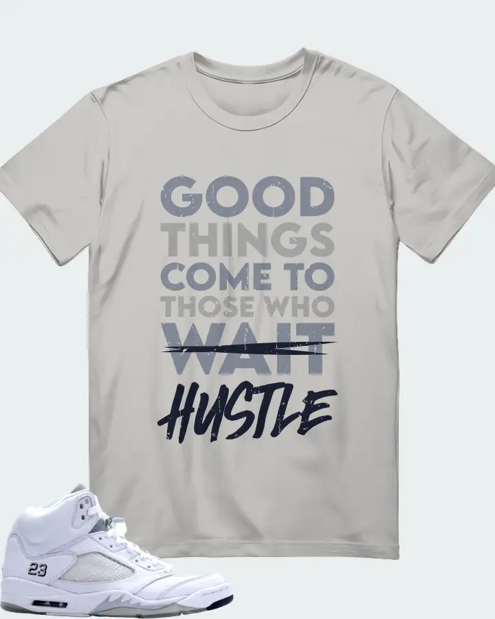 Jordan 5 Retro Sneaker Matching Grey Gildan T-Shirt - Good Things Come