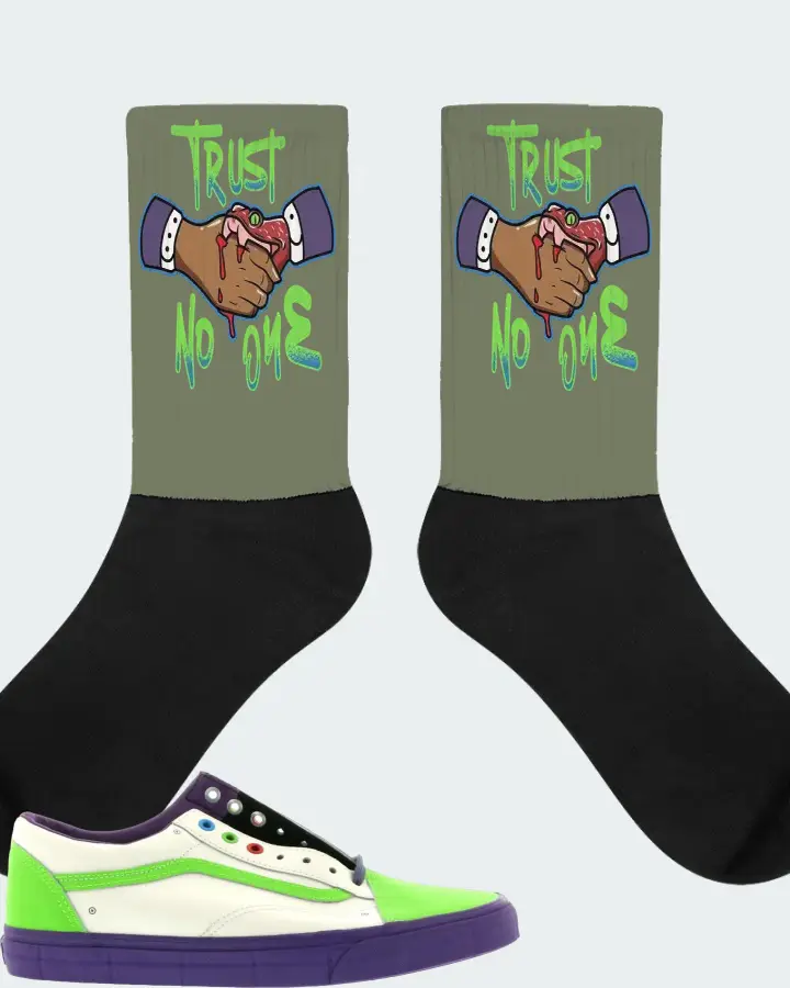 Vans Old Skool Sneaker Matching Olive Socks - Trust No One