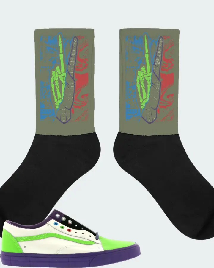 Vans Old Skool Sneaker Matching Olive Socks - Peace of mind