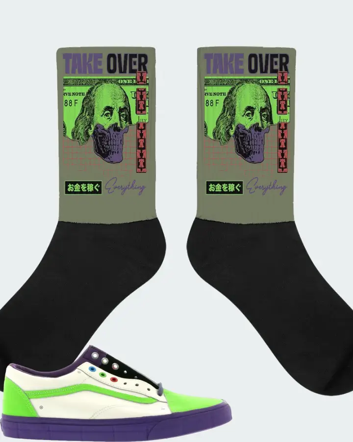 Vans Old Skool Sneaker Matching Olive Socks - Take Over