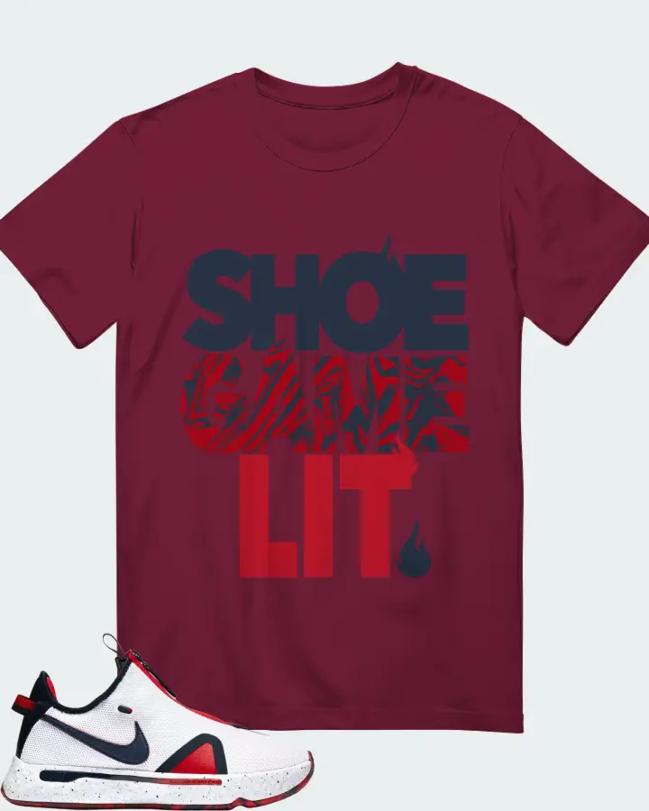 Nike PG 4 Sneaker Matching Maroon Gildan T-Shirt - Shoe Game Lit Classic