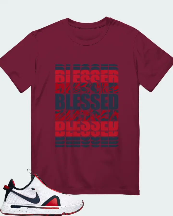 Nike PG 4 Sneaker Matching Maroon Gildan T-Shirt - BLESSED Many Times