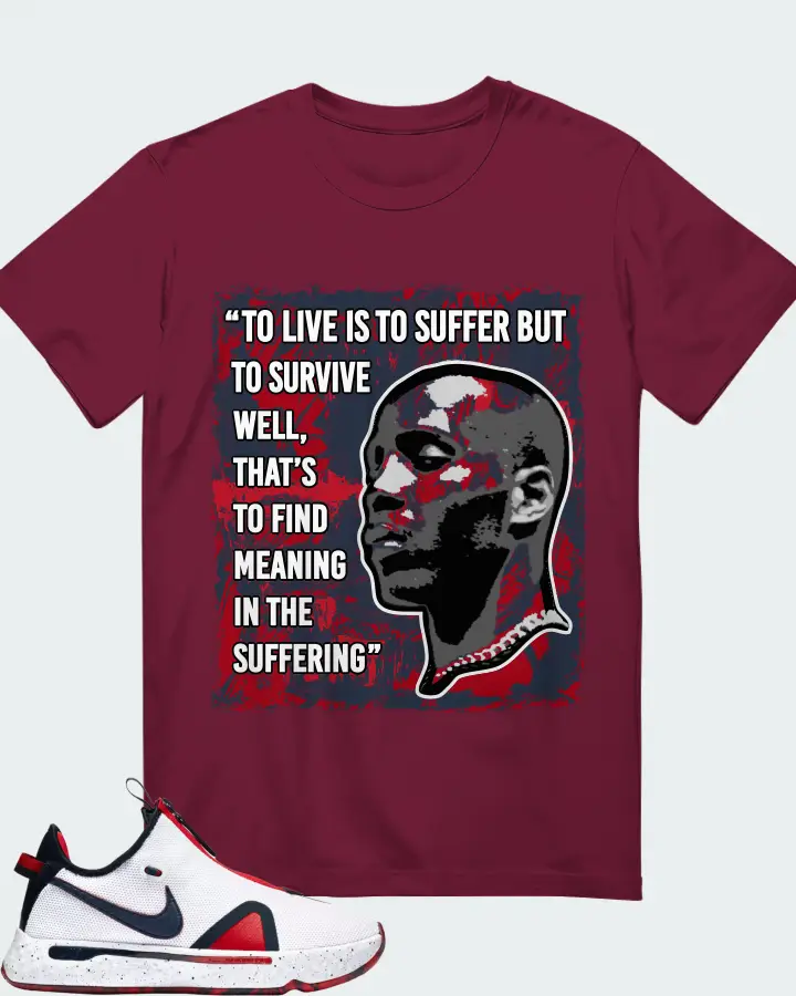 Nike PG 4 Sneaker Matching Maroon Gildan T-Shirt - DMX Suffer Quote