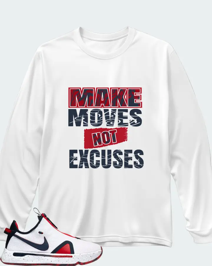 Nike PG 4 Sneaker Matching White Long Sleeve T-Shirt - Make Moves Not Excuses
