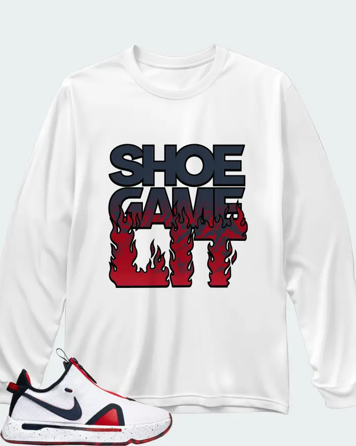 Nike PG 4 Sneaker Matching White Long Sleeve T-Shirt - Shoe Game Lit Refreshed