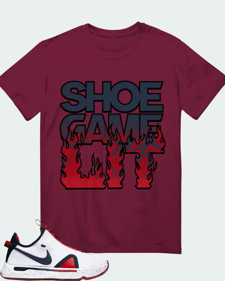 Nike PG 4 Sneaker Matching Maroon Gildan T-Shirt - Shoe Game Lit Refreshed