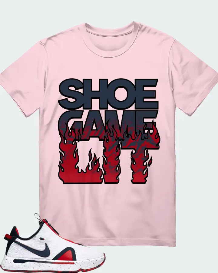Nike PG 4 Sneaker Matching Soft Pink T-Shirt - Shoe Game Lit Refreshed