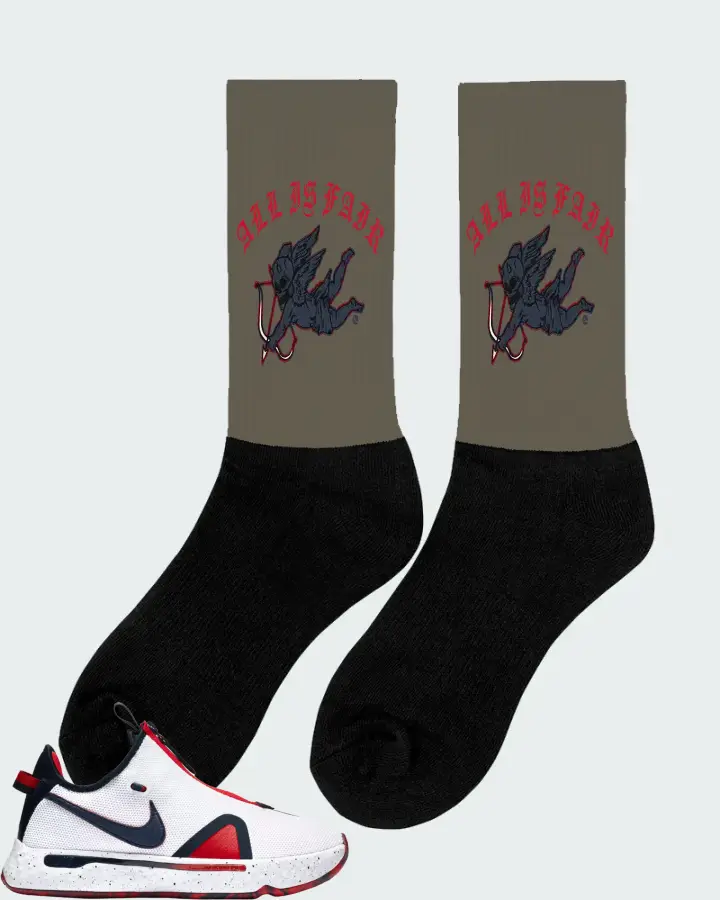 Nike PG 4 Sneaker Matching Army Green Socks (All Is Fair) - View 3