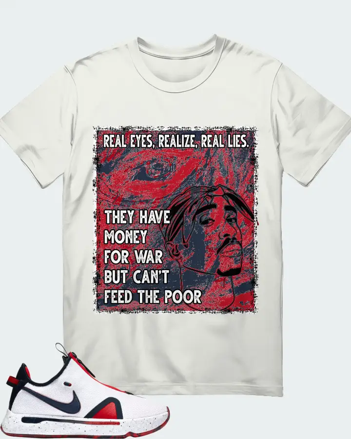 Nike PG 4 Sneaker Matching Ash T-Shirt - TUPAC Real Eyes Realize Real Lies