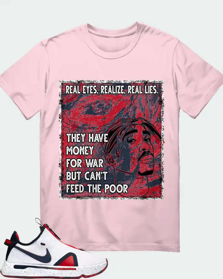 Nike PG 4 Sneaker Matching Soft Pink T-Shirt - TUPAC Real Eyes Realize Real Lies