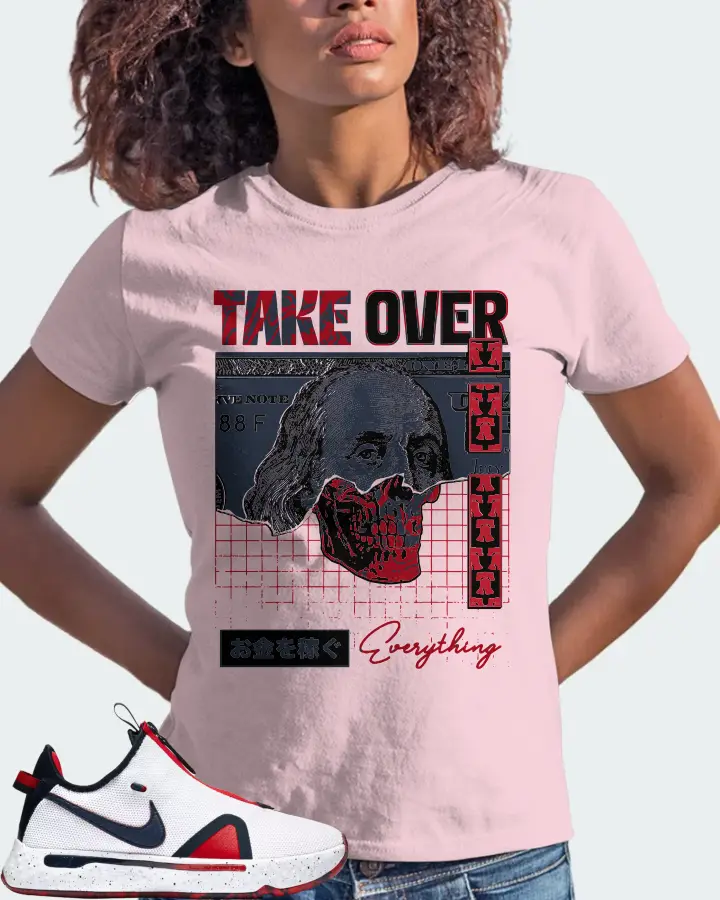 Nike PG 4 Sneaker Matching Soft Pink T-Shirt (Take Over) - View 3