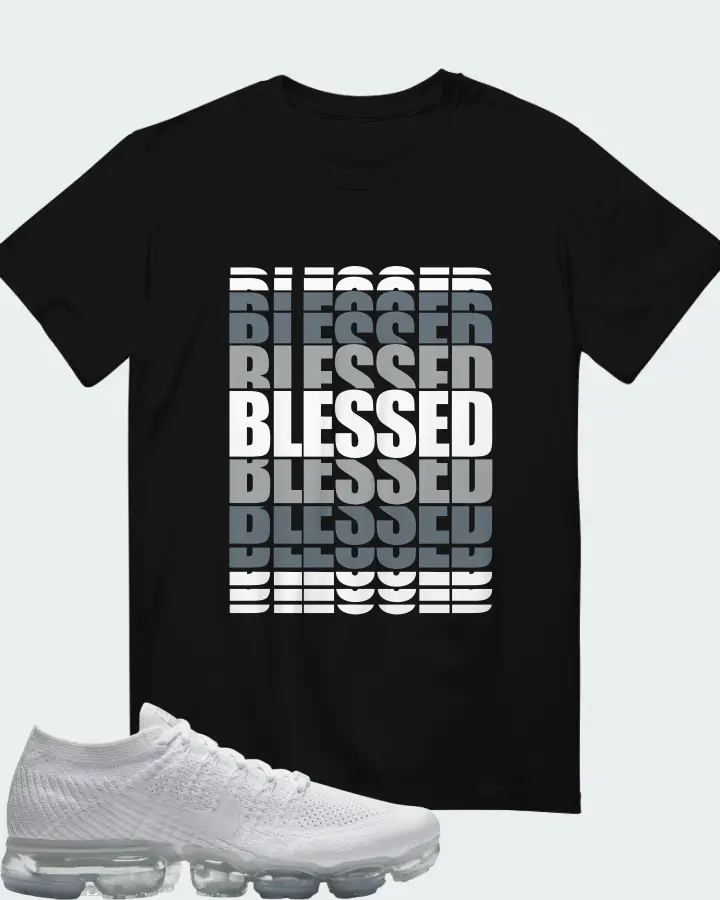 Nike Air VaporMax Neutral Tone (White) Sneaker Matching Black T-Shirt - BLESSED Many Times