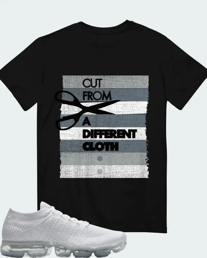 Nike Air VaporMax Neutral Tone (White) Sneaker Matching Black T-Shirt - Cut From a Different Cloth