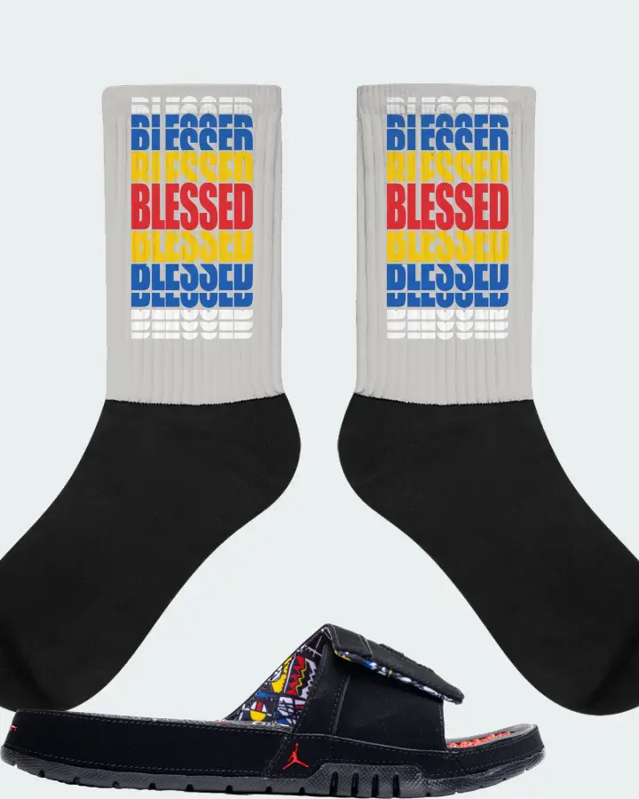 Jordan Hydro 8 Retro Slide Sneaker Matching Grey Socks - BLESSED Many Times