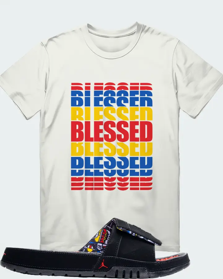 Jordan Hydro 8 Retro Slide Sneaker Matching Ash T-Shirt - BLESSED Many Times