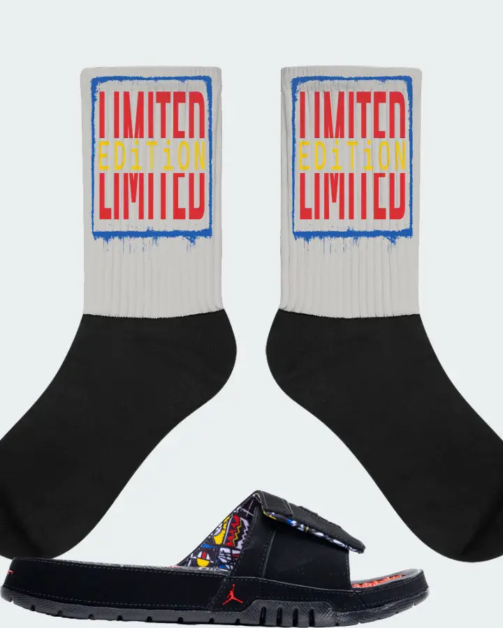 Jordan Hydro 8 Retro Slide Sneaker Matching Grey Socks - LIMITED EDITION