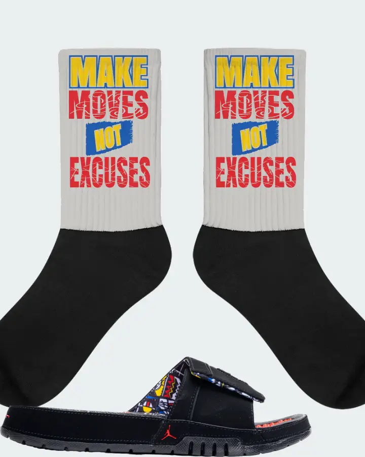 Jordan Hydro 8 Retro Slide Sneaker Matching Grey Socks - Make Moves Not Excuses