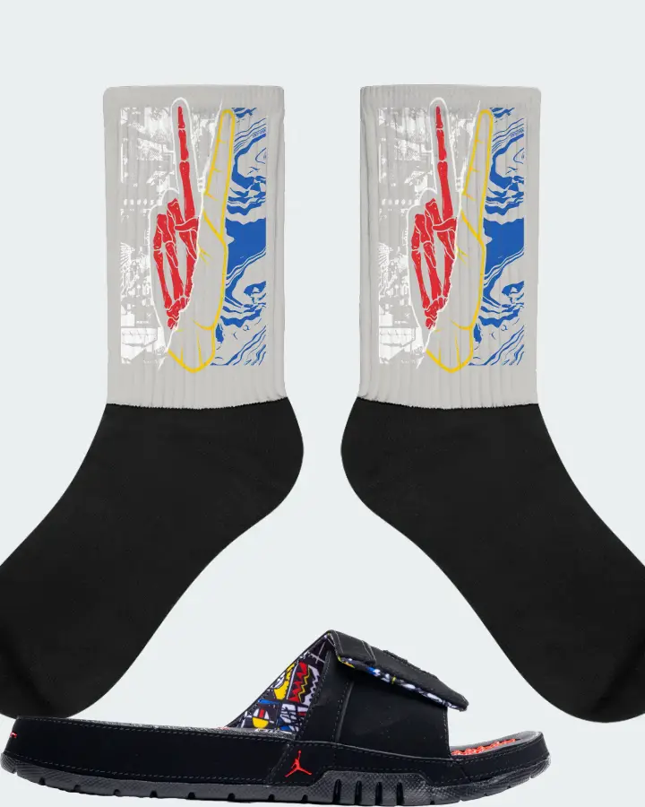 Jordan Hydro 8 Retro Slide Sneaker Matching Grey Socks - Peace of mind