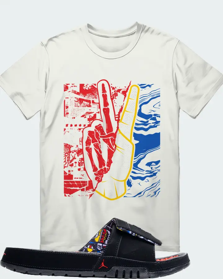 Jordan Hydro 8 Retro Slide Sneaker Matching Ash T-Shirt - Peace of mind