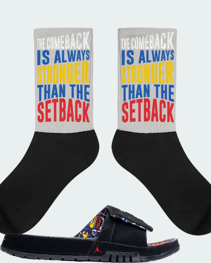 Jordan Hydro 8 Retro Slide Sneaker Matching Grey Socks - The Comeback