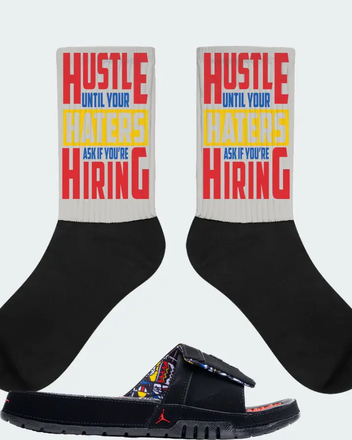 Jordan Hydro 8 Retro Slide Sneaker Matching Grey Socks - HUSTLE UNTIL YOUR HATERS