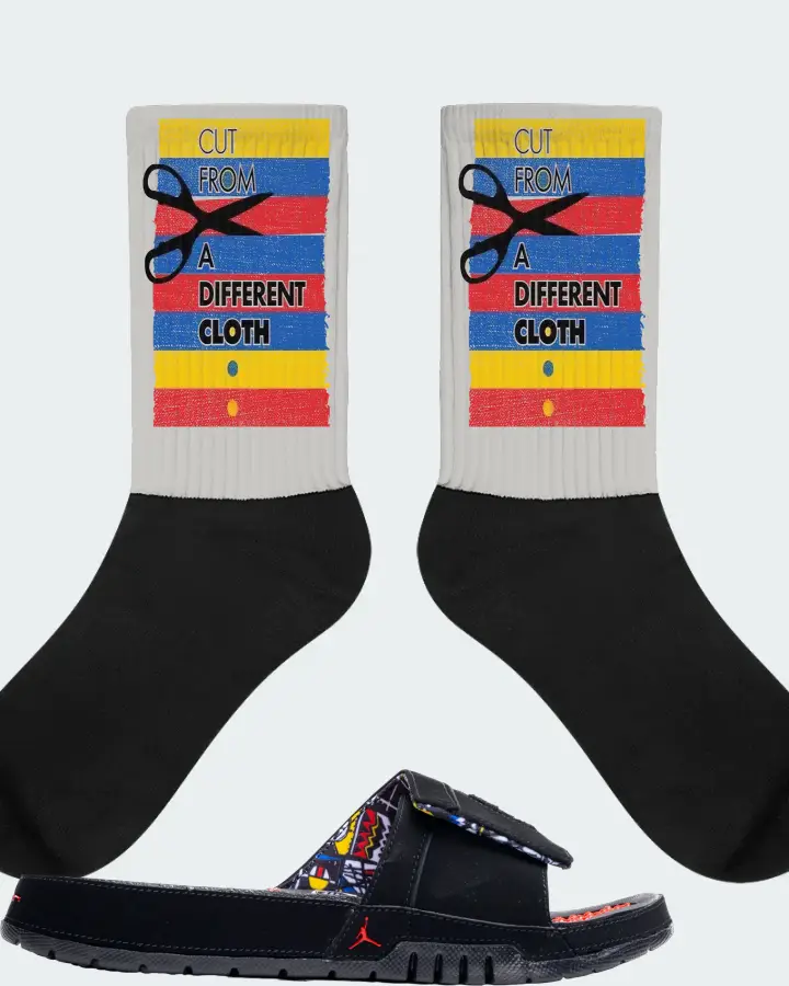 Jordan Hydro 8 Retro Slide Sneaker Matching Grey Socks - Cut From a Different Cloth