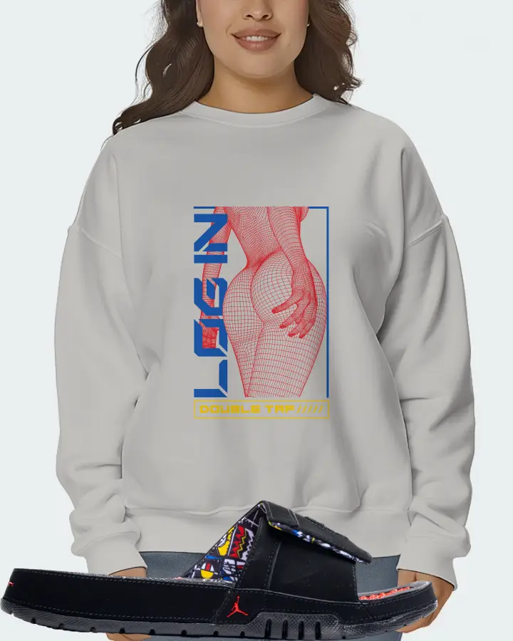 Jordan Hydro 8 Retro Slide Sneaker Matching Grey Sweatshirt (LOGIN) - View 7