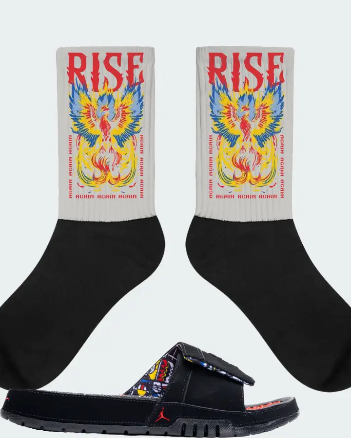 Jordan Hydro 8 Retro Slide Sneaker Matching Grey Socks - RISE