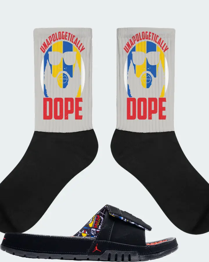 Jordan Hydro 8 Retro Slide Sneaker Matching Grey Socks - UNAPOLOGETICALLY DOPE Man