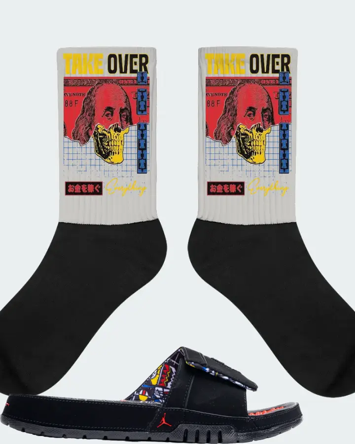 Jordan Hydro 8 Retro Slide Sneaker Matching Grey Socks - Take Over