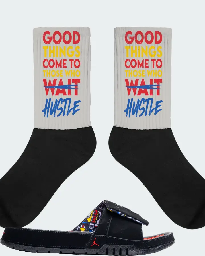 Jordan Hydro 8 Retro Slide Sneaker Matching Grey Socks - Good Things Come