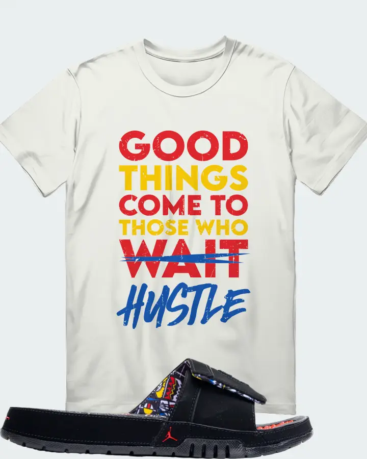 Jordan Hydro 8 Retro Slide Sneaker Matching Ash T-Shirt - Good Things Come