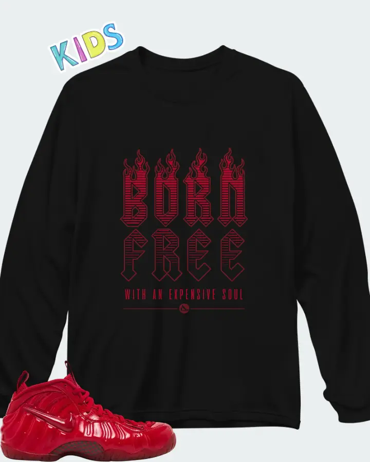Nike Air Foamposite Pro Gym Red 2026 Matching Kid's Long Sleeve T-Shirt