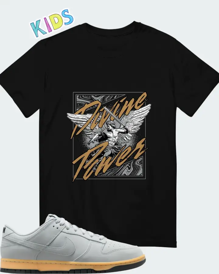 Nike Dunk Low SE Wolf Grey Gum Matching Kid's T-Shirt
