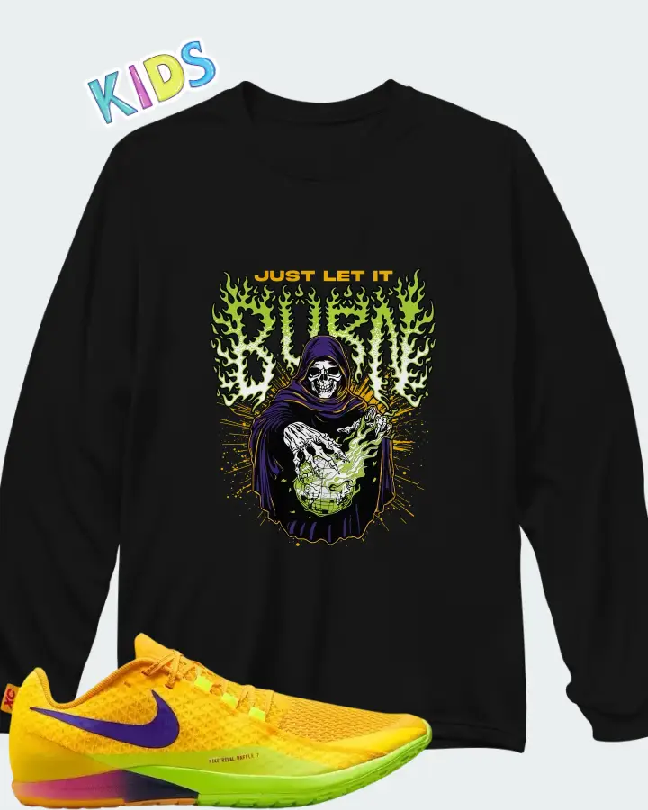 Nike Zoom Rival Waffle 7 Citron Pulse Matching Kid's Long Sleeve T-Shirt