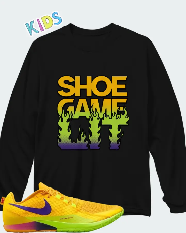 Nike Zoom Rival Waffle 7 Citron Pulse Matching Kid's Long Sleeve T-Shirt