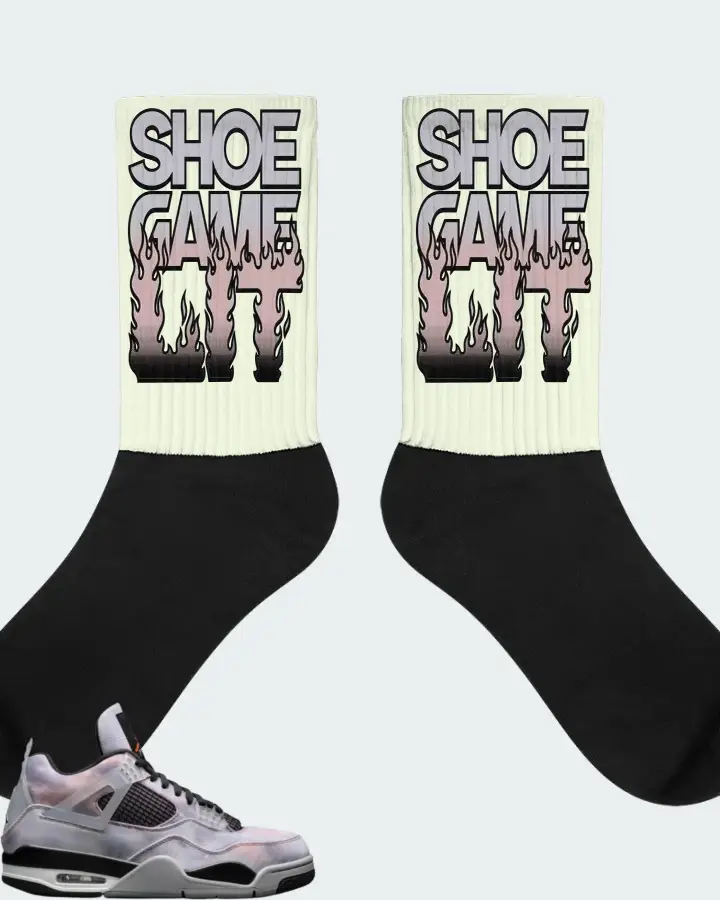 Jordan 4 Retro Sneaker Matching Citron Socks - Shoe Game Lit Refreshed