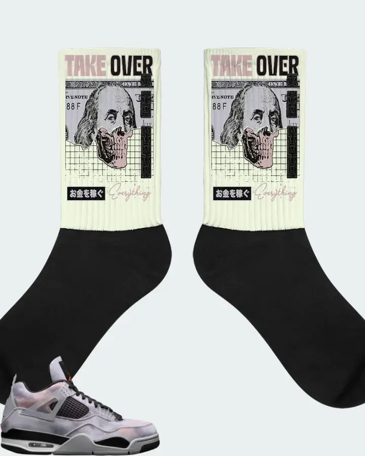 Jordan 4 Retro Sneaker Matching Citron Socks - Take Over