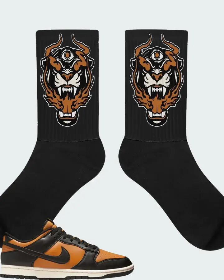 Nike Dunk Low Black Desert Ochre Matching Socks