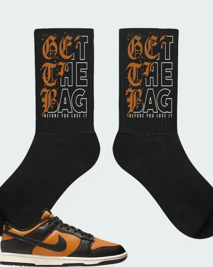 Nike Dunk Low Black Desert Ochre Matching Socks