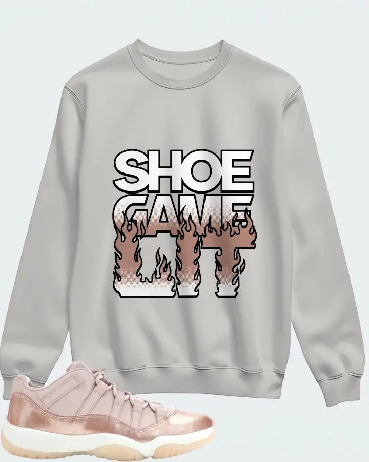Jordan 11 Retro Low Sneaker Matching Grey Sweatshirt - Shoe Game Lit Refreshed