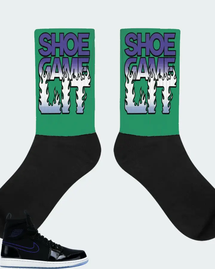 Jordan 1 Retro Sneaker Matching Kelly Green Socks - Shoe Game Lit Refreshed