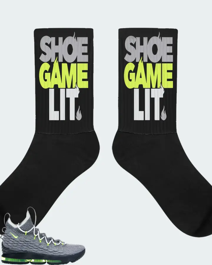 Nike LeBron 15 Sneaker Matching Black Socks - Shoe Game Lit Classic
