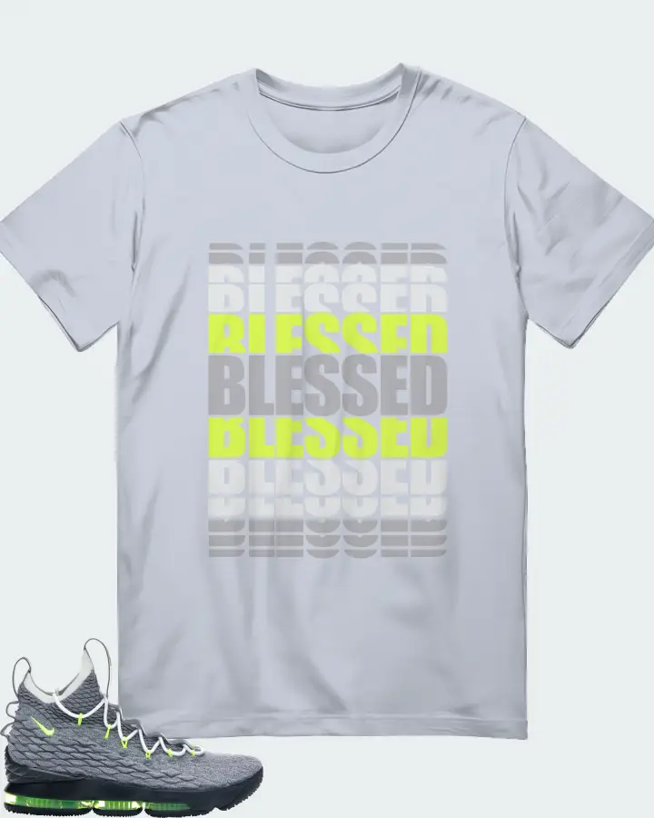 Nike LeBron 15 Sneaker Matching Light Blue T-Shirt - BLESSED Many Times