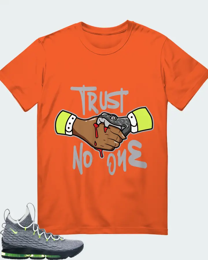Nike LeBron 15 Sneaker Matching Orange T-Shirt - Trust No One