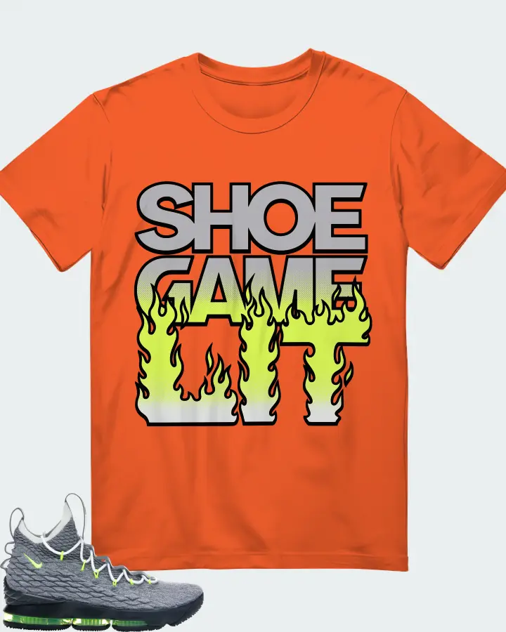 Nike LeBron 15 Sneaker Matching Orange T-Shirt - Shoe Game Lit Refreshed