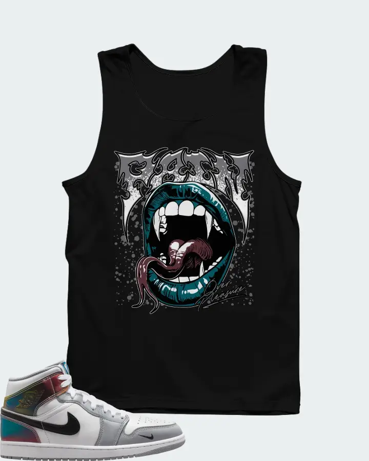 Air Jordan 1 Mid SE White Wolf Grey Black Matching Tank Top